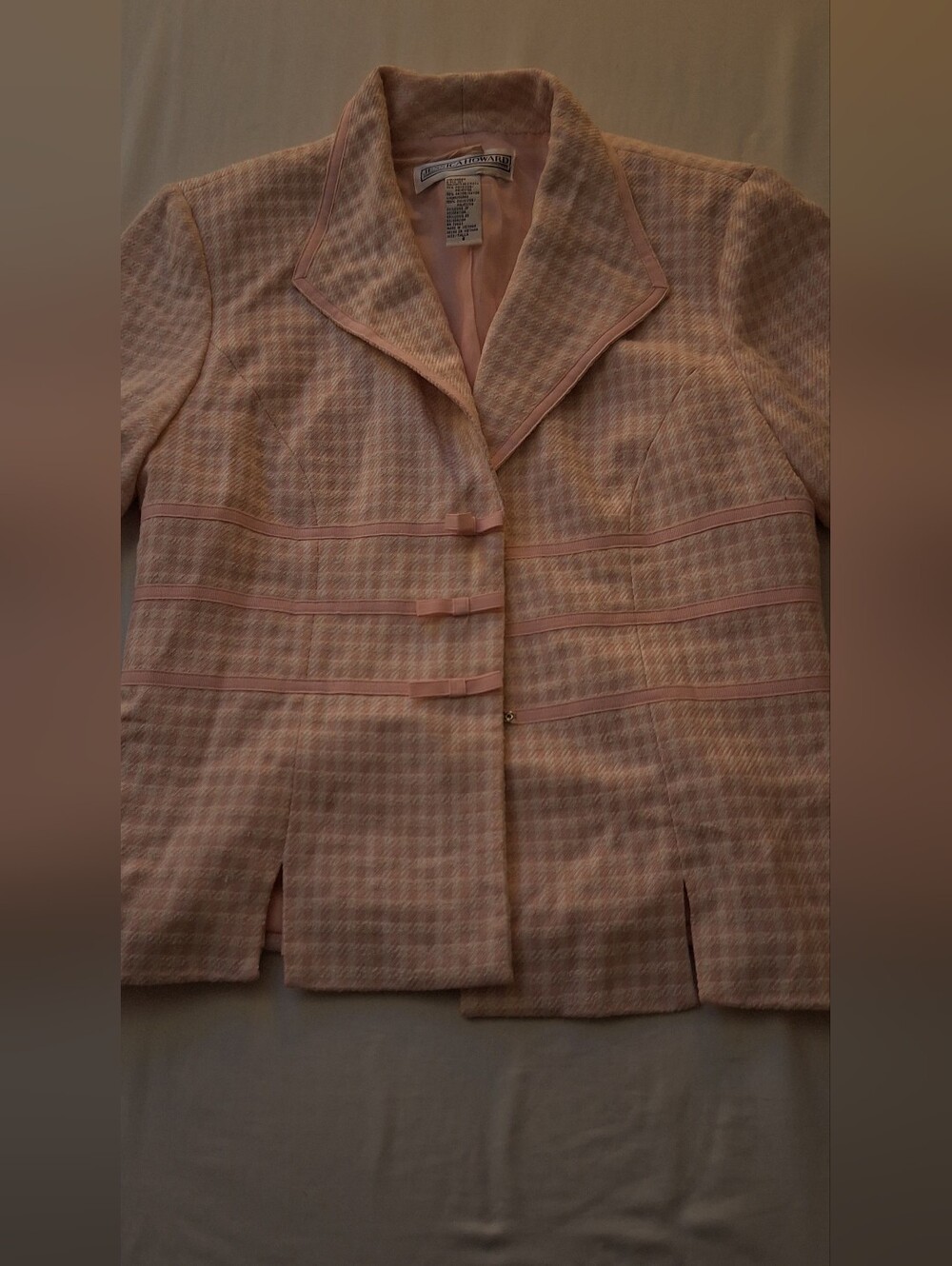 Jessica Howard Pink Houndstooth Blazer
